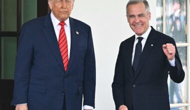 Canada has retaliated against the United States for shutting down trade talks by hiking duties on American steel imports to 50 percent if they exceed a certain quota (Pictured: President Donald Trump and Canadian Prime Minister Mark Carney at the White House on May 6, 2025)