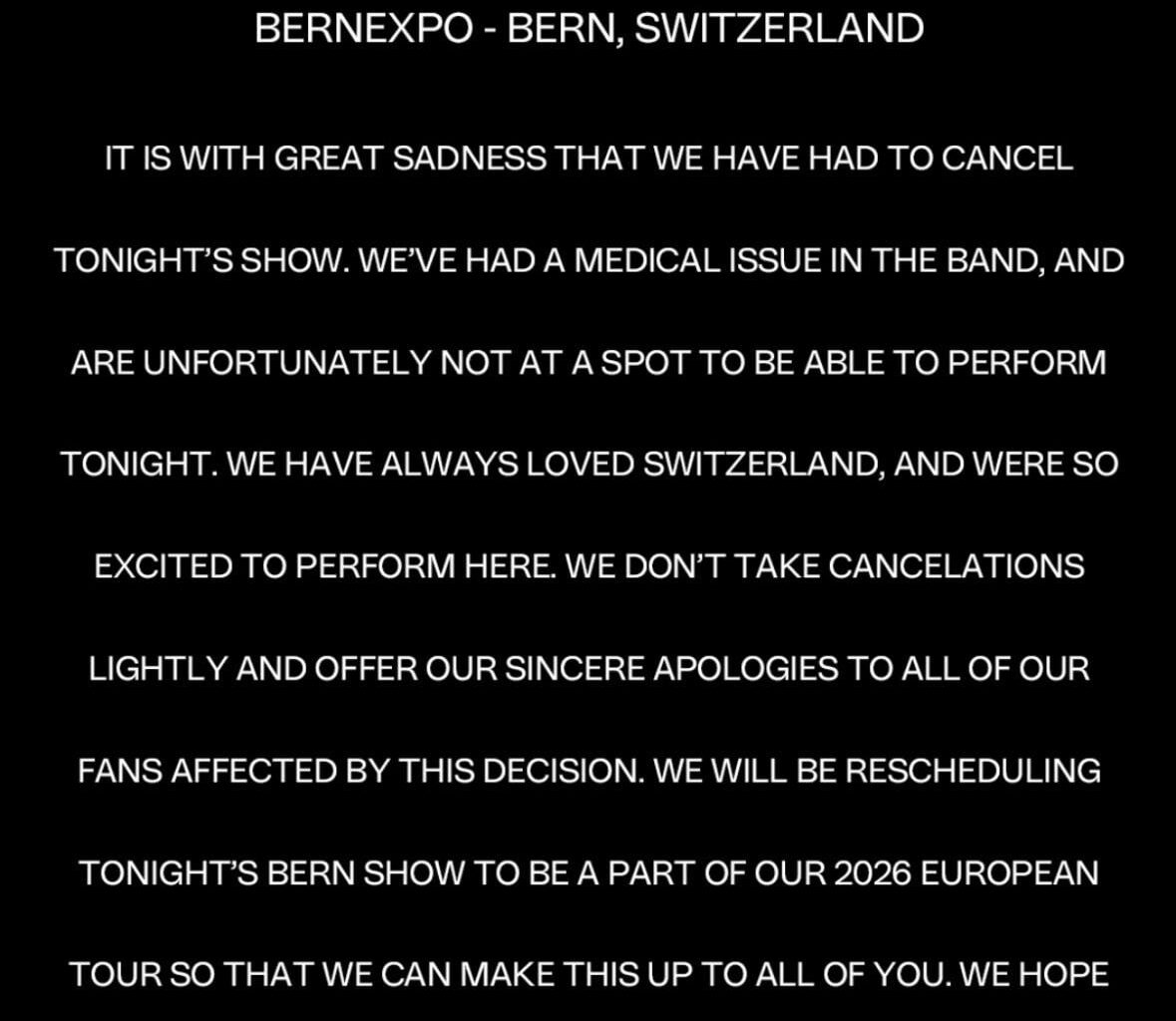 Linkin Park concert cancelled