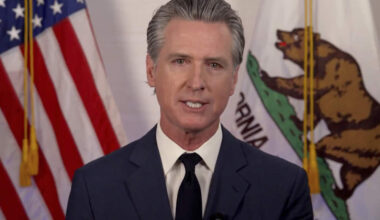 Gov. Gavin Newsom speaks during an address on Tuesday, June 10, 2025. (Office of California Governor via AP)