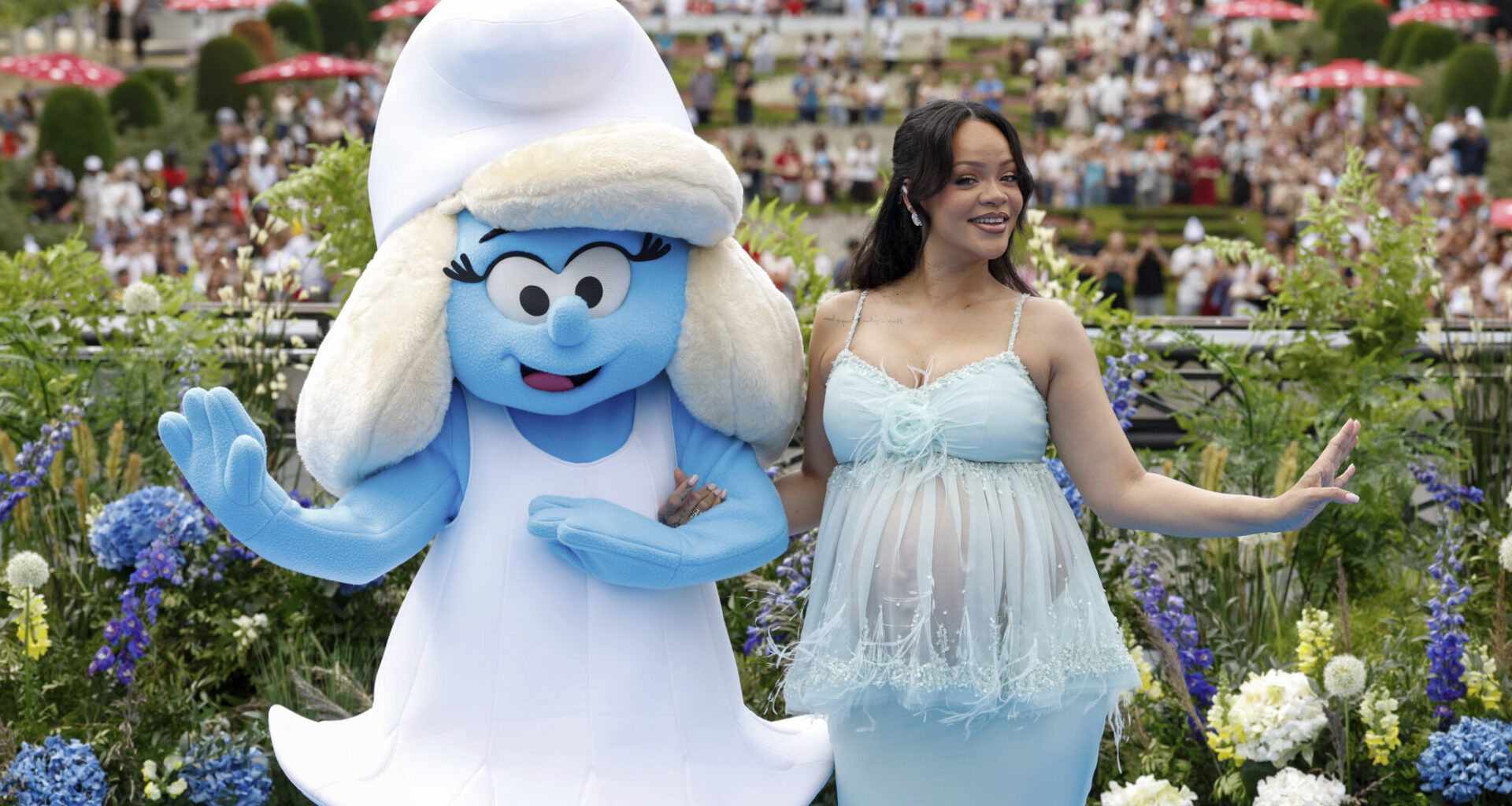 Rihanna Premieres Smurfs Movie, Belgium Turns Smurf Blue