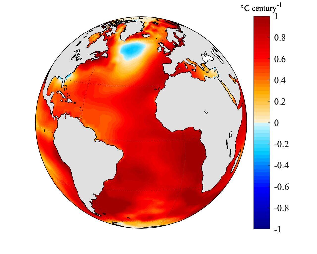 Strange Atlantic cold spot linked to century-long slowdown of the Atlantic Meridional Overturning Circulation (AMOC).