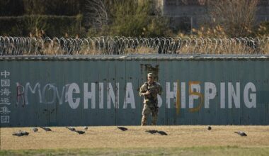 National Guardsman stands watch in Eagle Pass, Texas.