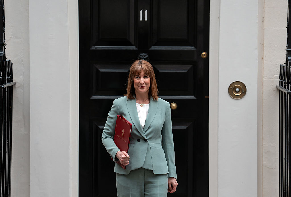 Chancellor of the Exchequer, Rachel Reeves, standing outside 11 Downing Street