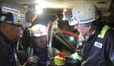 Interior Secretary Doug Burgum speaks to miner's inside Warrior Met's Mine No. 4, in April in Berry, Alabama. Credit: Department of the Interior.