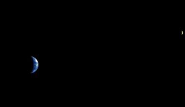 View of Earth and our Moon seen from 8 million km on the way to Mars
