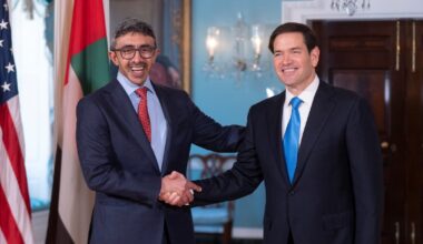 Sheikh Abdullah bin Zayed welcomed to US State Department by Marco Rubio