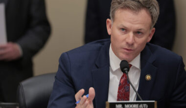 FILE: Rep. Blake Moore (R-UT) speaks during a mark up hearing with the House Budget Committee on Ca...
