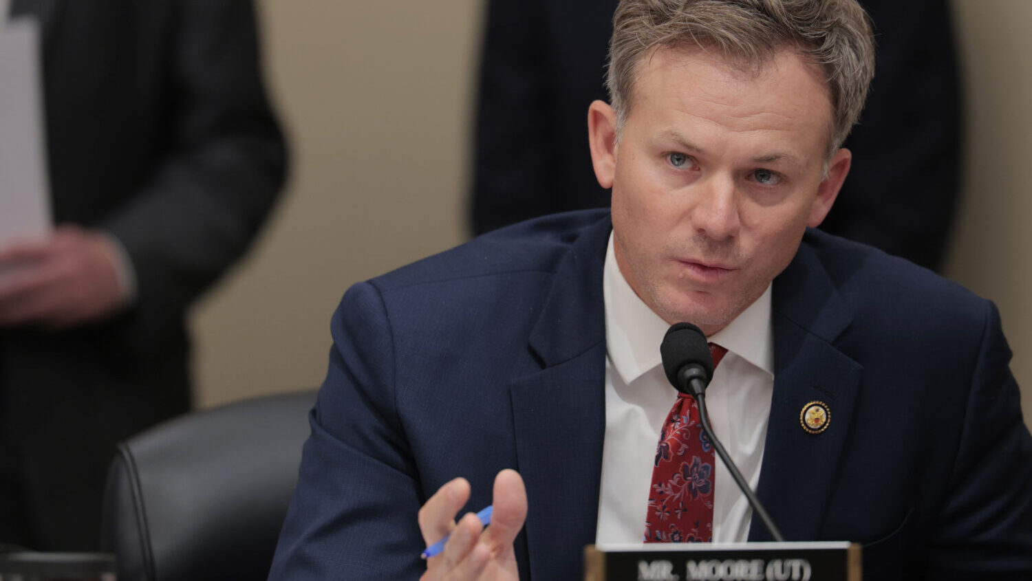 FILE: Rep. Blake Moore (R-UT) speaks during a mark up hearing with the House Budget Committee on Ca...