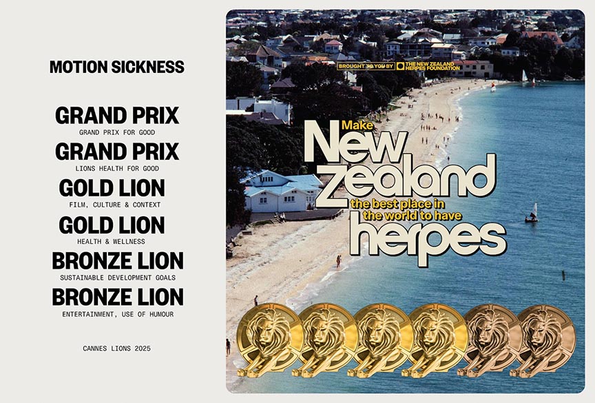 Glory for New Zealand as Motion Sickness + FINCH take out Second Cannes Grand Prix for Good for New Zealand Herpes Foundation – Campaign Brief NZ