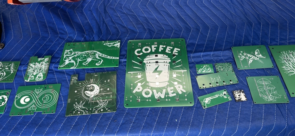 Circuit boards printed for Longshot's electronics are inscribed with decorative messages. Image: Tim Fernholz