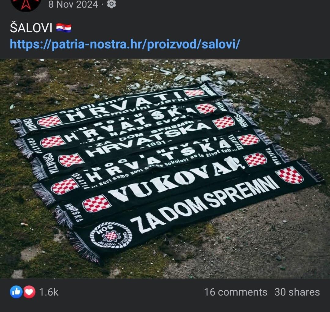 Patria nostra - prodaja odjeće s ustaškim simbolima