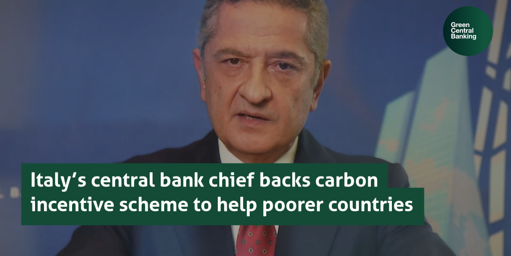 Italy’s central bank chief backs carbon incentive scheme to help poorer countries