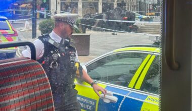 Major incident at Piccadilly Circus as car seen flipped after hitting landmark