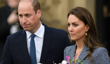 Prince William and Kate Middleton look somber