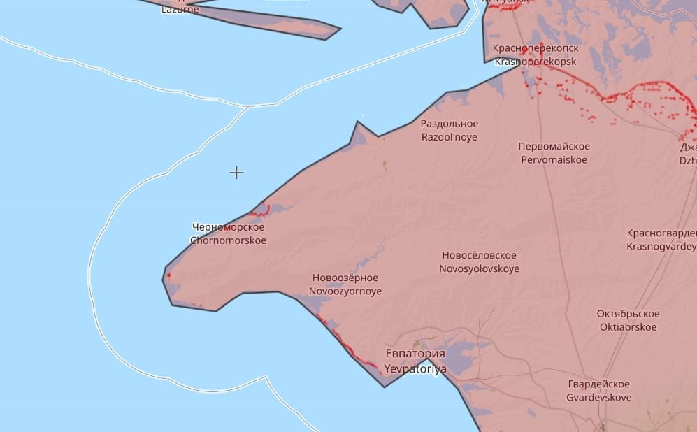 Air alarm is sounding in occupied Crimea, specifically Chornomorskoe.