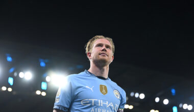 MANCHESTER, ENGLAND - MAY 20: Kevin De Bruyne of Manchester City looks on after the Premier League match between Manchester City FC and AFC Bournemouth at Etihad Stadium on May 20, 2025 in Manchester, England, This match is to be Kevin De Bruyne’s last home match for Manchester City before he departs in the summer when his contract expires. De Bruyne, will receive a guard of honour from team-mates and staff after a successful 10-year career at the club seeing him win 6 leagues titles and the Champions League. (Photo by Stu Forster/Getty Images)