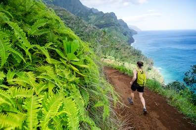 Der Kalalau-Trail besteht größtenteils aus steilen Klippen und einem uneingeschränkten Blick auf das Meer.