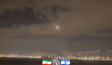 Iranian missiles over Haifa. Video recorded by Indian Merchant Navy officers at Haifa Port(Probably from previous days)