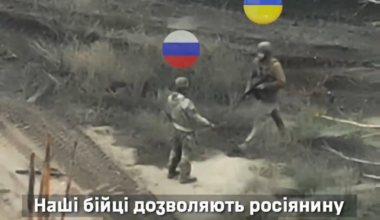 A Russian soldier surrendered to a drone of the 63rd Brigade. Just before surrendering, he showed the drone's camera a leaflet calling for surrender, which Ukrainian fighters had recently scattered around the area. Lyman direction. [Published 17.06.2025]