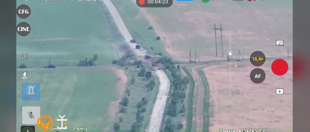 Russian mechanized column stopped by Ukrainian "Sky Fury" unit of the 54th Mechanized Brigade. Most likely Siversk direction. June 2025 [Published 22.06.2025]
