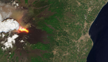 The Copernicus Sentinel-2 mission has captured a dramatic image of Mount Etna erupting on 2 June 2025 when a massive plume of ash, gas and rock suddenly burst from Europe