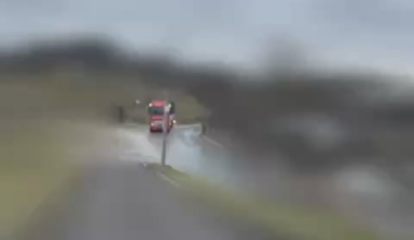 Unique footage of the preparation for a special operation to destroy Russian strategic aviation. In particular, the video shows one of the trucks loaded with modular houses setting off.