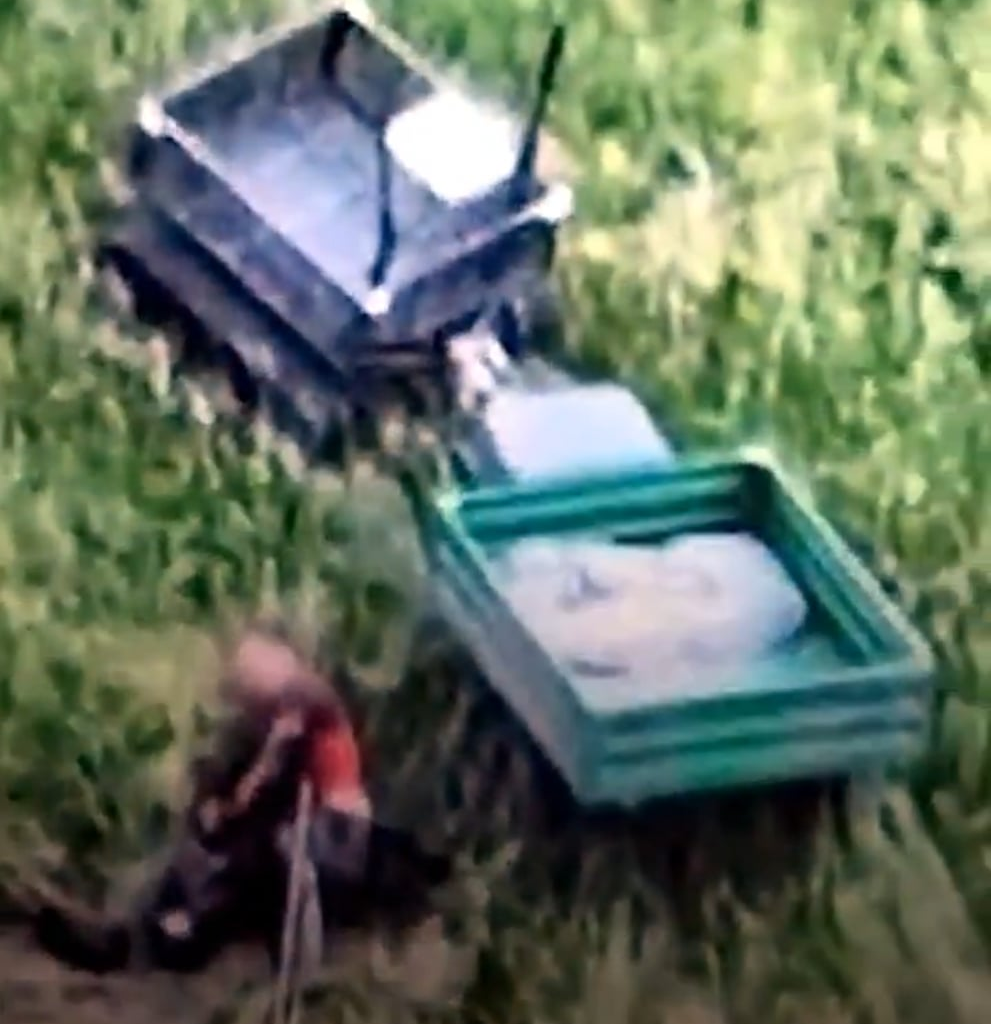 Serious wounded Ukrainian soldier in an area under Russian fire control evacuated by a ground drone operated by the 20th UAS Regiment K-2. Siversk direction. June 2025 [Published 11.06.2025]
