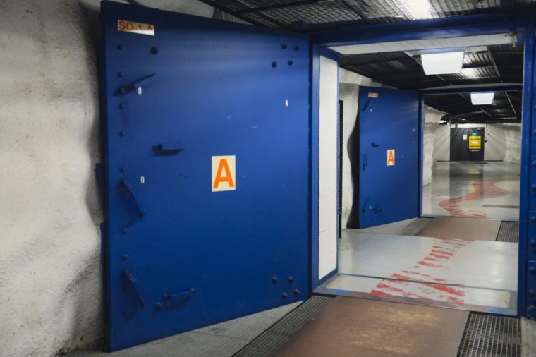 Security doors in the Merihaka civil defence shelter are pictured on March 27, 2025 in Helsinki, Finland. Swimming pools, playgrounds, and even amusement parks: Finland's underground facilities, which can serve as bomb shelters, are inspiring many of the Nordic country's allies as Europe seeks to strengthen its war preparedness. (Photo by Alessandro RAMPAZZO / AFP) / TO GO WITH AFP STORY by Anna KORKMAN (Photo by ALESSANDRO RAMPAZZO/AFP via Getty Images)