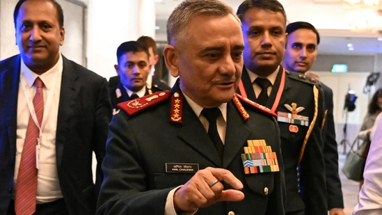 General Anil Chauhan (C), Chief of Defence Staff of Indian Armed Forces says , India lost fighter jets early in clash with Pakistan(AFP)