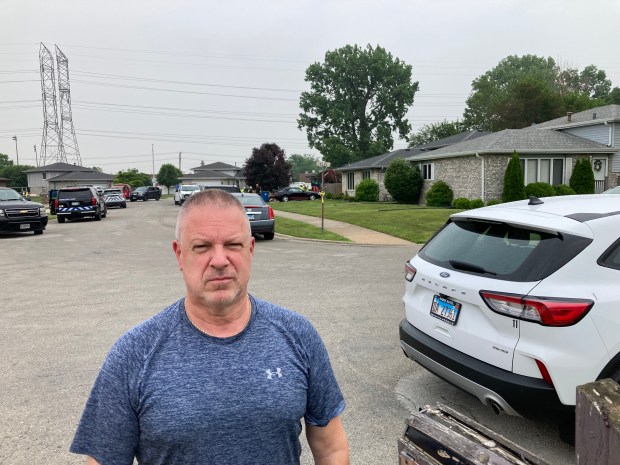 Jim Sessa outside his home on 141st Place where it meets Kenneth Court, said he knew the man who was found dead in the basement of a house that exploded June 12, 2025, in Crestwood. (Mike Nolan/Daily Southtown)