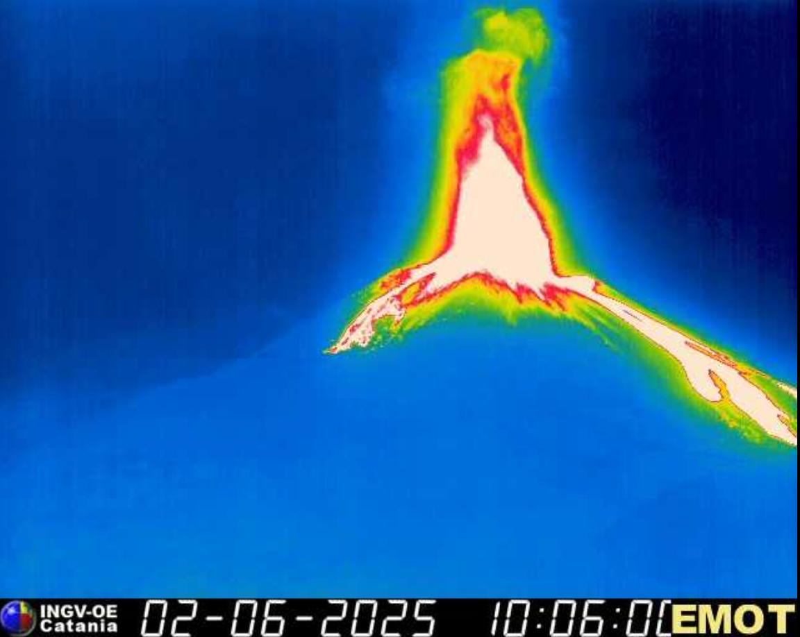 A lava fountain has emerged at Mount Etna's South East Crater
