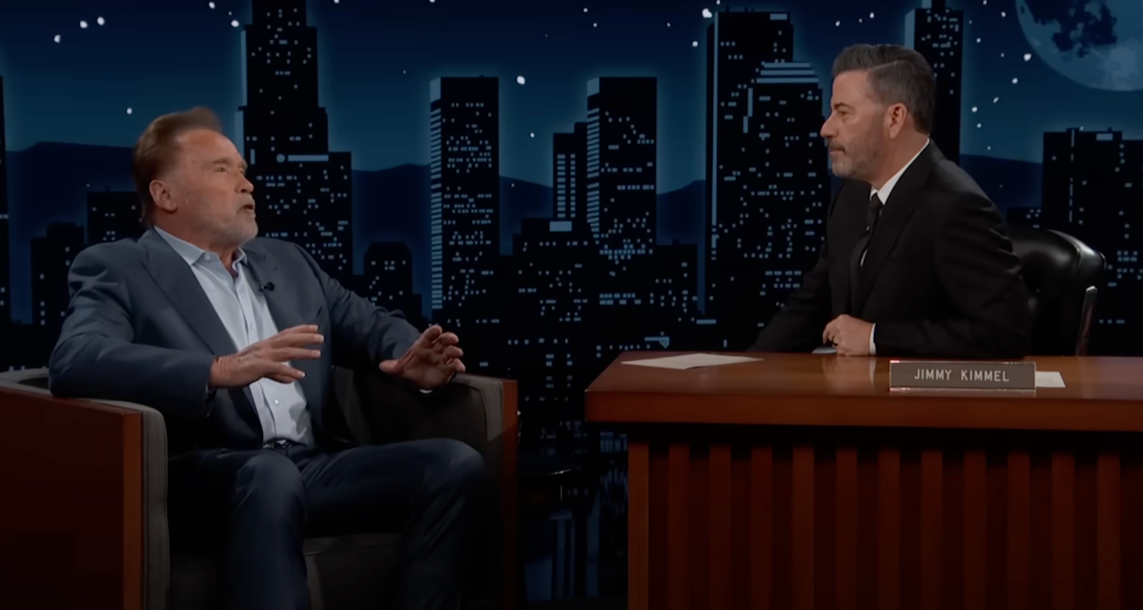 Arnold Schwarzenegger spoke with Jimmy Kimmel on Wednesday night and addressed the protests in Los Angeles