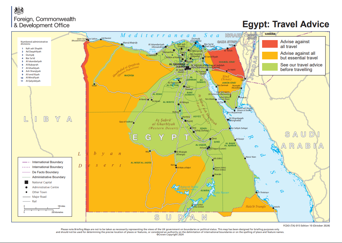 FCDO travel advice for Egypt