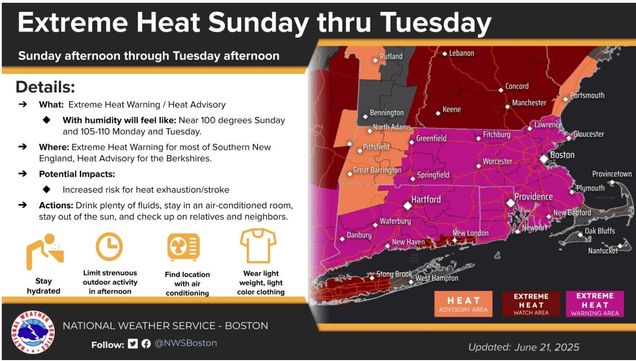 Extreme Heat Warning – 6/22/25 -6/24/25