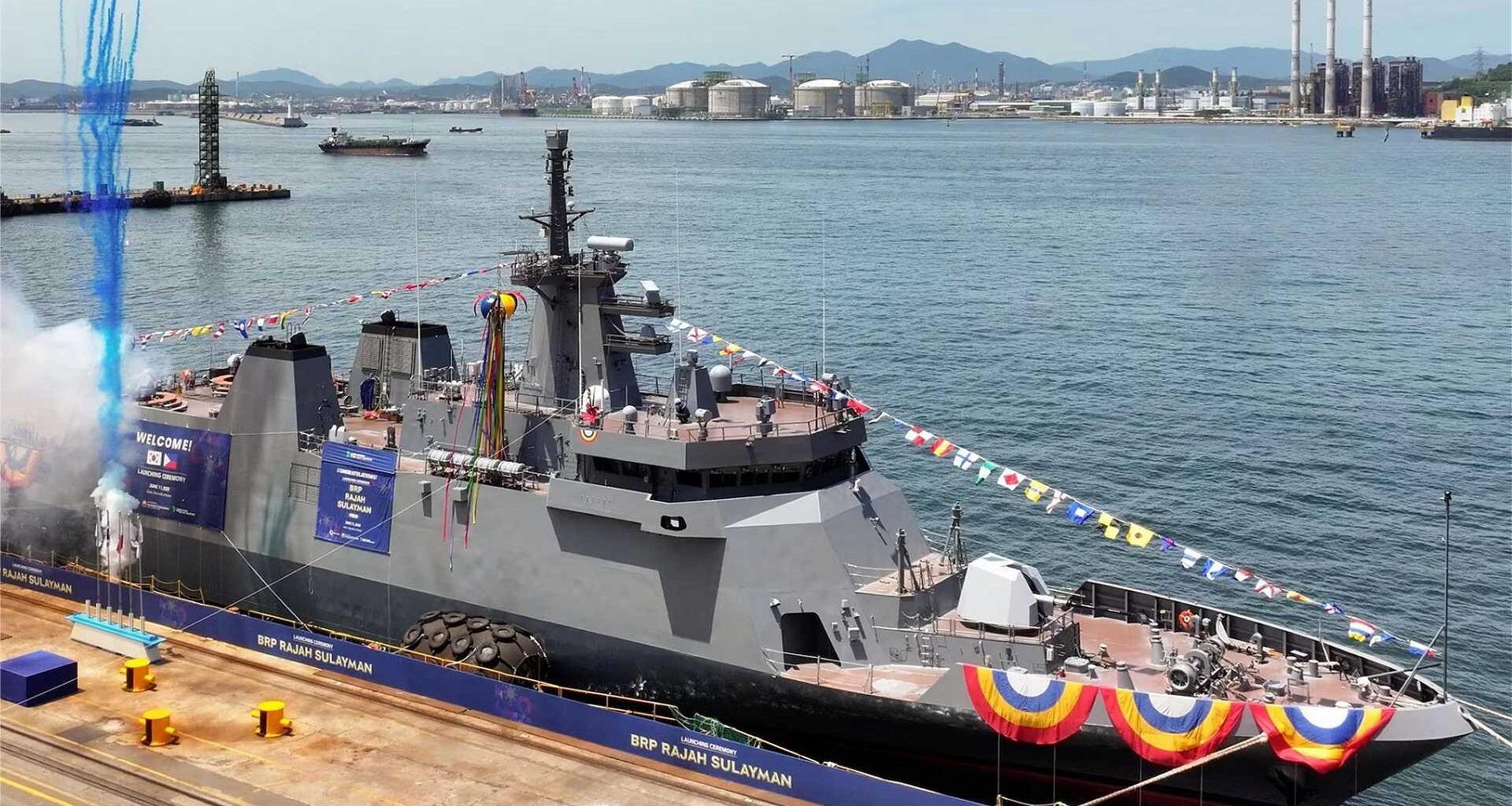 South Korea-made BRP Rajah Sulayman patrol vessel launched as Philippine Navy boosts modernization
