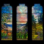 An image of the three-pane stained glass window The Goddard Memorial Window by Tiffany Studios which recently sold at a Christie's design auction on June 12, 2025.