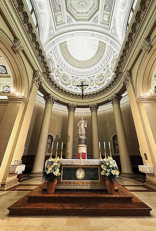 The altar at the Basilica di San Marino has a statue of Saint Marinus, the microstate's namesake.