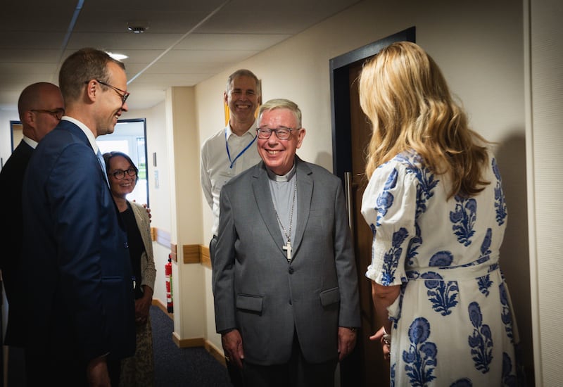 Cardinal Jean-Claude Hollerich, Archbishop of Luxembourg, tours the first meetinghouse in Luxembourg owned by The Church of Jesus Christ of Latter-day Saints during an open house held June 14-15, 2025.