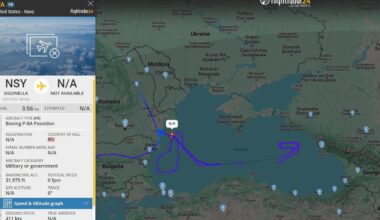 In recent months, the US has stepped up flying manned reconnaissance missions near the Russian Black Sea coast. 

Right now, a US Navy P-8A Poseidon MPA is completing a flight that had it loitering near the Russian Black Sea Fleet's homeport in Novorossiysk.