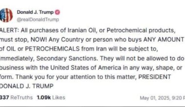 On May 1, 2025, Trump threatened countries with "secondary sanctions" & refusal to conduct business with the US, if anybody purchased Iranian oil. Less than two months later, on June 24, 2025, Trump said it's okay to purchase Iranian oil. Why is Trump promoting Iranian oil sales?