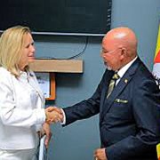 Dutch Foreign Trade and Development Cooperation Minister Reinette Klever with Gen. Jeje Odongo, Uganda's foreign affairs minister. (Photo courtesy of New Vision and the Ministry of Foreign Affairs)
