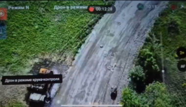 Ukrainian ground drone cut off the fiber optic cable, of a ambush waiting russian FPV, by spinning in place on top of the wire.