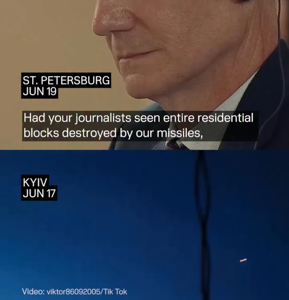 Two days after Russia hit a residential building in Kyiv, killing 23 people, Putin made cynical remarks while speaking with journalists