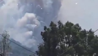 Hezbollah rockets cooking off after Israeli strikes in Nabatieh, 27 June 2025