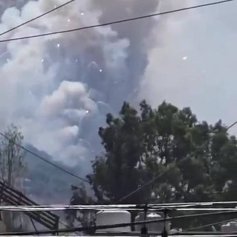 Hezbollah rockets cooking off after Israeli strikes in Nabatieh, 27 June 2025