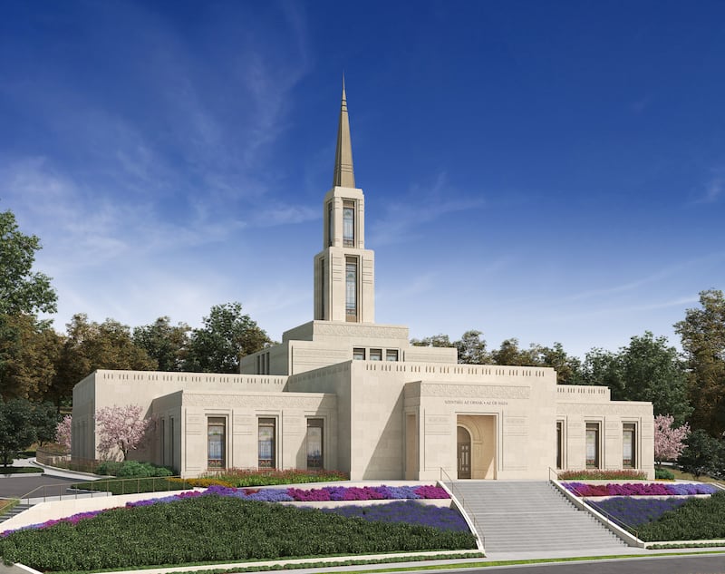 An exterior rendering of the Budapest Hungary Temple.