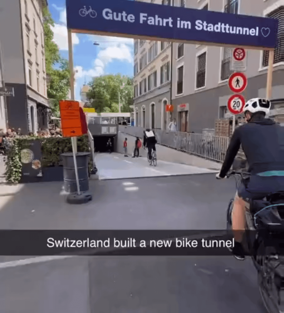 A smooth ride through Switzerland's bike Tunnel