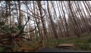 Russian soldiers ambushed and cut the fiber-optic cable of a Ukrainian FPV drone, disabling it.