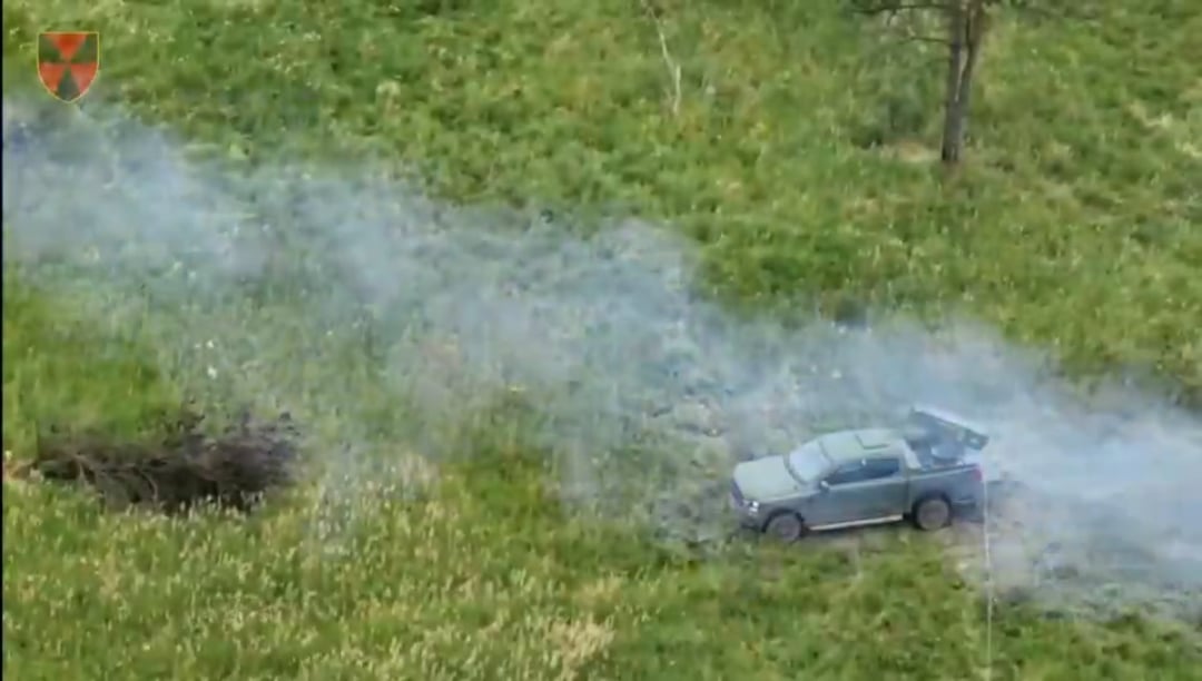 Ukrainian-made Sivalka VM-8 flamethrower system installed on a pickup truck of the Support Forces hit russian positions. [Published 25.06.2025]