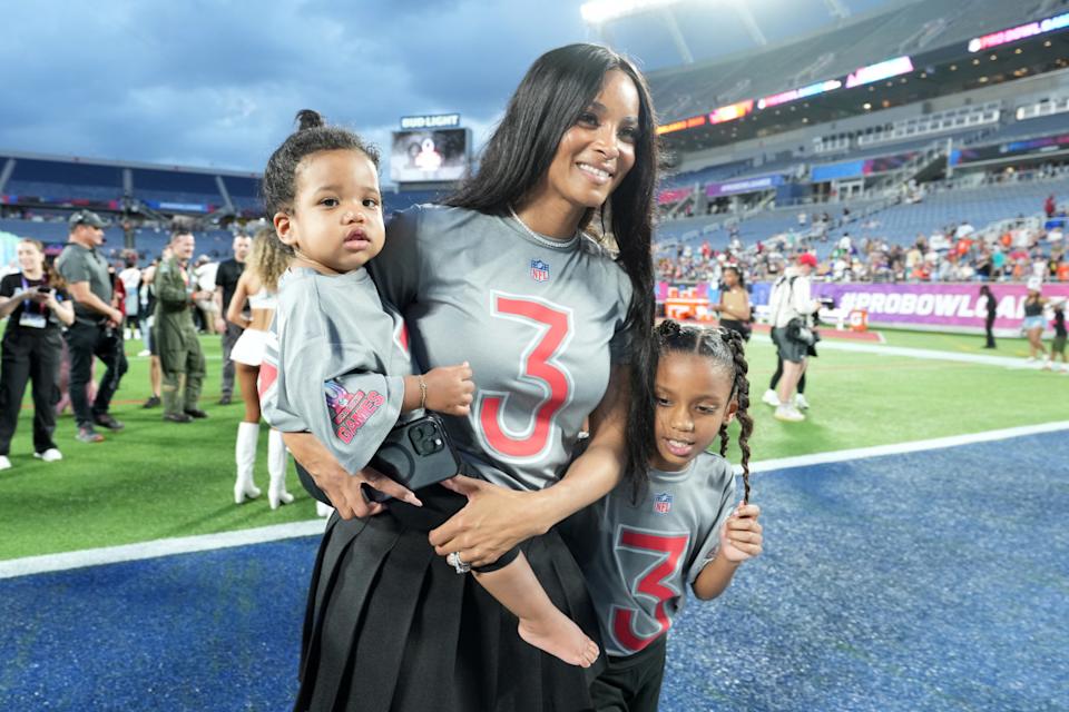 Ciara with her two daughters at the 2025 Pro Bowl Games.Kirby Lee-Imagn Images
